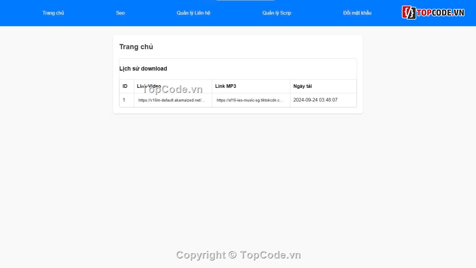 Code PHP,tải video tiktok,tải nhạc tiktok,tải video không logo